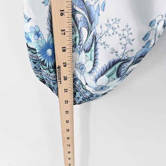 FATE Womens Billow Sleeve Blouse Top Sz S Blue Floral Tie Neck Button Boho Retro - Picture 5 of 12